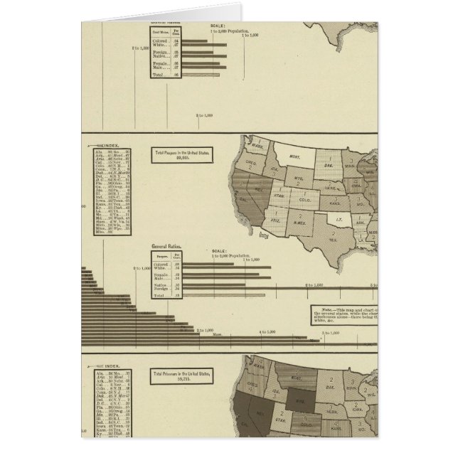 Cartão Deaf, Paupers, Prisoners statistical map (Frente)