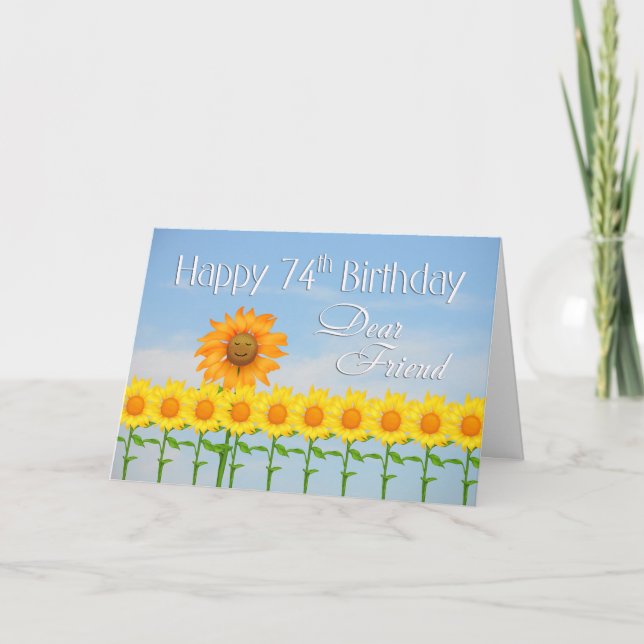 Cartão Dear Friend 75th Birthday, Sunflowers (Frente)