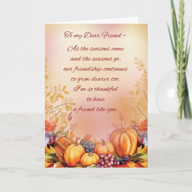 Cartão Dear Friend Thanksgiving Bountiful Appreciation (Frente)