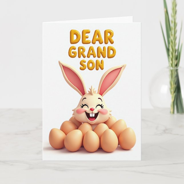 Cartão Dear Grandson Rabbit Art Card (Frente)