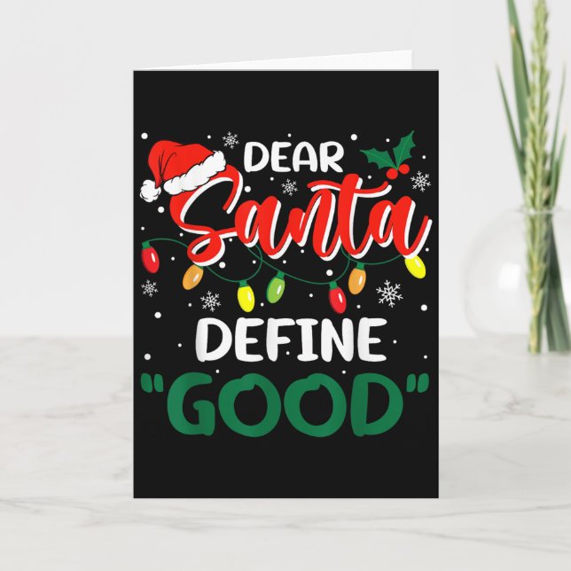 Cartão Dear Santa Define Good Christmas Family Matching  (Frente)