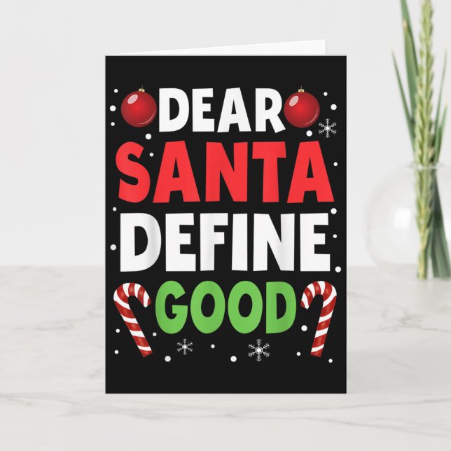 Cartão Dear Santa Define Good Christmas Naughty Pajama Ma (Frente)