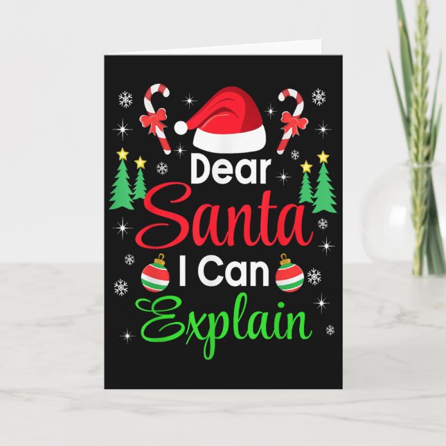 Cartão Dear Santa I Can Explain Family Christmas Men Wome (Frente)