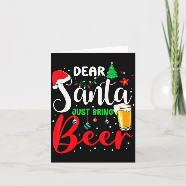 Cartão Dear Santa Just Bring Beer Christmas Pajamas Famil (Frente)