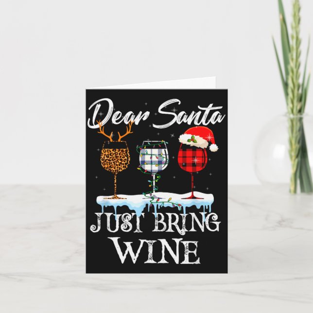 Cartão Dear Santa Just Bring Wine Christmas Pajama Costum (Frente)