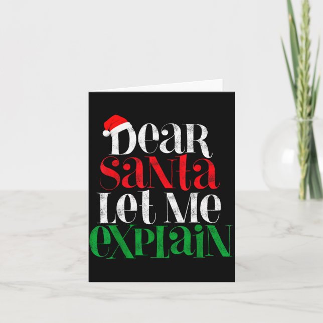 Cartão Dear Santa Let's Me Explain Funny Christmas Pajama (Frente)
