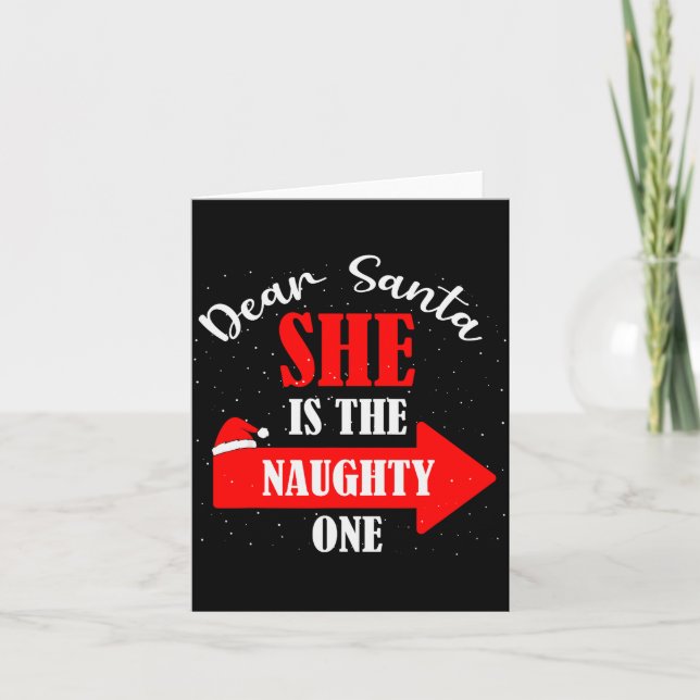 Cartão Dear Santa She Is The Naughty One Christmas Couple (Frente)