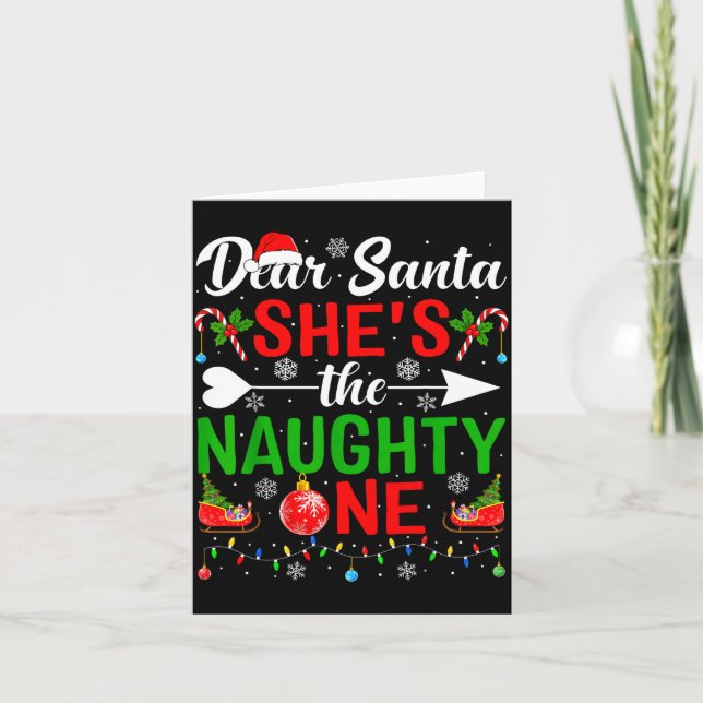 Cartão Dear Santa She's The Naughty One Couples Christmas (Frente)