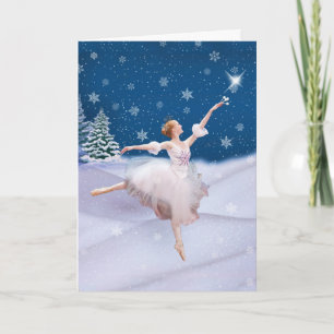 Cartão December Birthday with Ballerina in Snow