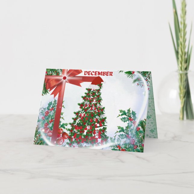 Cartão December Christmas Greeting Card (Frente)