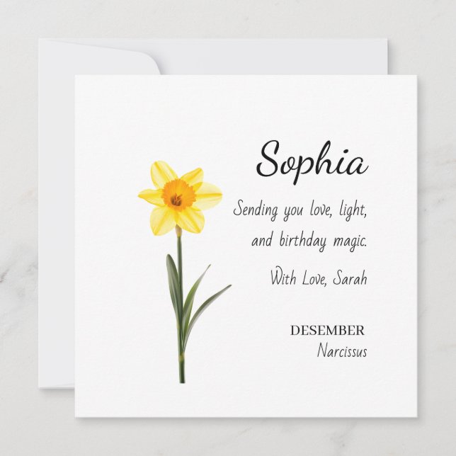 Cartão December Narcissus Personalized Birthday (Frente)