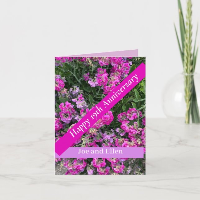 Cartão Décima Nona Aniversário de Doce Pea (Frente)