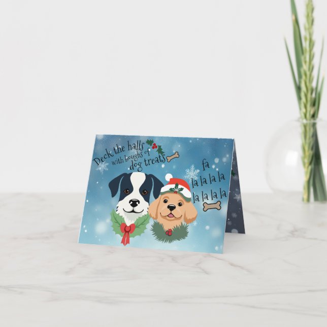Cartão "Deck the halls with Dog Treats" Personalizável (Frente)