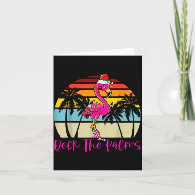 Cartão Deck The Palms Christmas Flamingo Palm Tree Trocal (Frente)