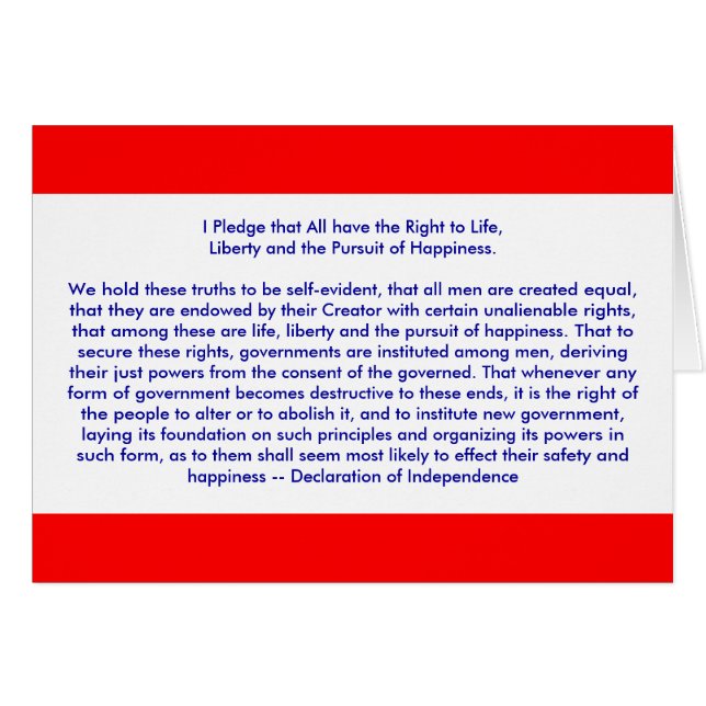 Cartão ! Declaração de Independência do Crio U (Frente Horizontal)