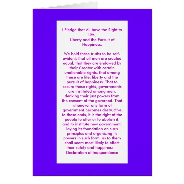 Cartão Declaração de independência jGibney O MUSEU Zaz (Frente)