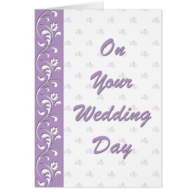 Cartão Deco de Casamento Roxo (Frente)