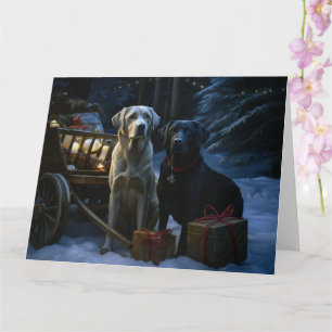 Cartão Decoração de Natal Trenó com Neve de Labrador