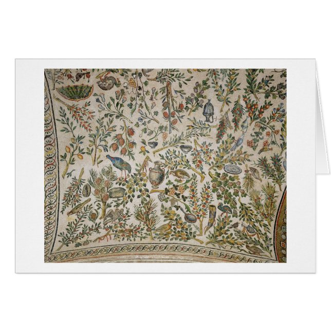 Cartão Decoração do teto com flores e pássaros (mosaico) (Frente Horizontal)