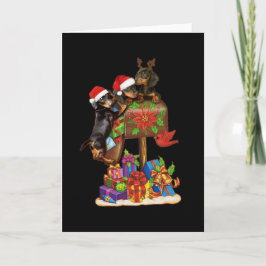Cartão Decorações de Natal ao Ar Livre com Dachshund em C