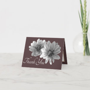 Cartão Decorativo Dahlias Brown Em Segundo Plano Obrigado