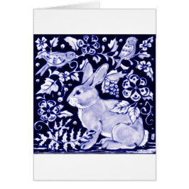 Cartão Dedham Blue Rabbit, Classic Blue & White Design