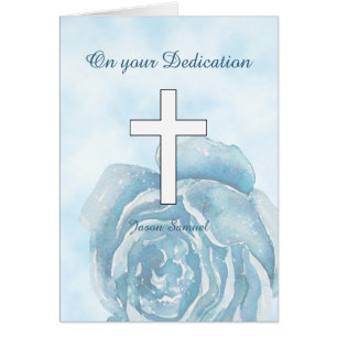 Cartão Dedicação de brilho rosa azul