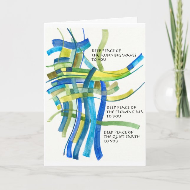 Cartão Deep Peace Watercolor Irish Blessing Notecard (Frente)