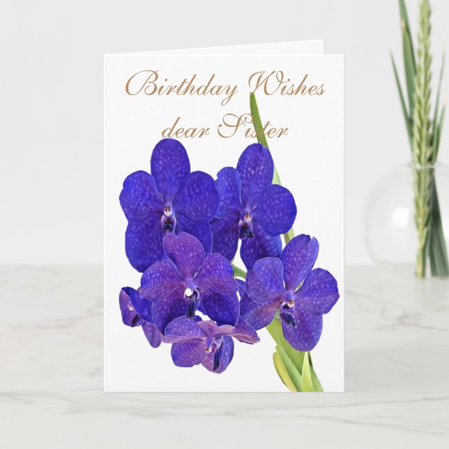 CARTÃO DEEP PURPLE ORCHIDS SISTER GREETING CARD (Frente)