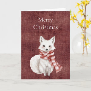 Cartão Deep Red Faux Linen (aparência de linho) Fox Chris