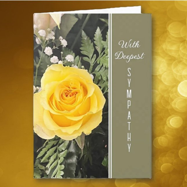Cartão Deepest Sympathy yellow rose greeting (Criador carregado)