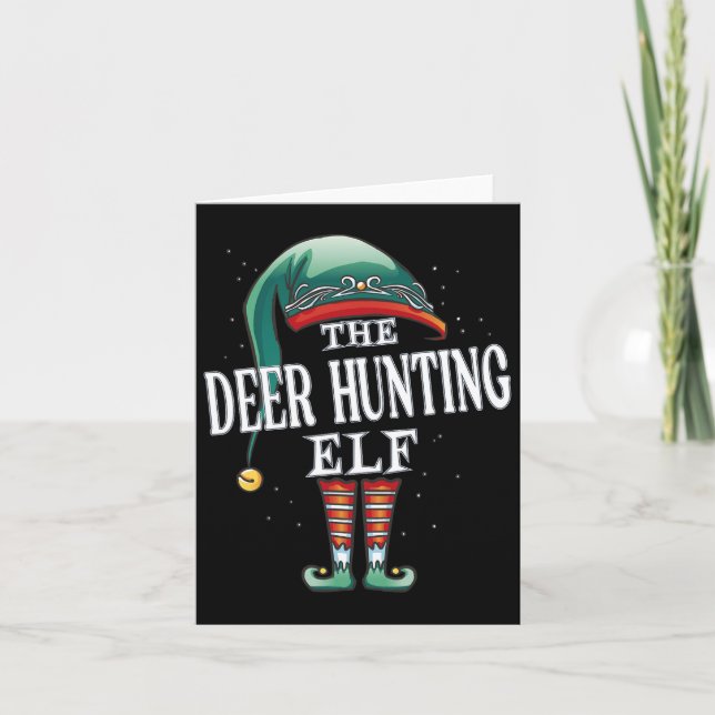 Cartão Deer Hunting Elf Grupo de Natal Xmas Pajama (Frente)