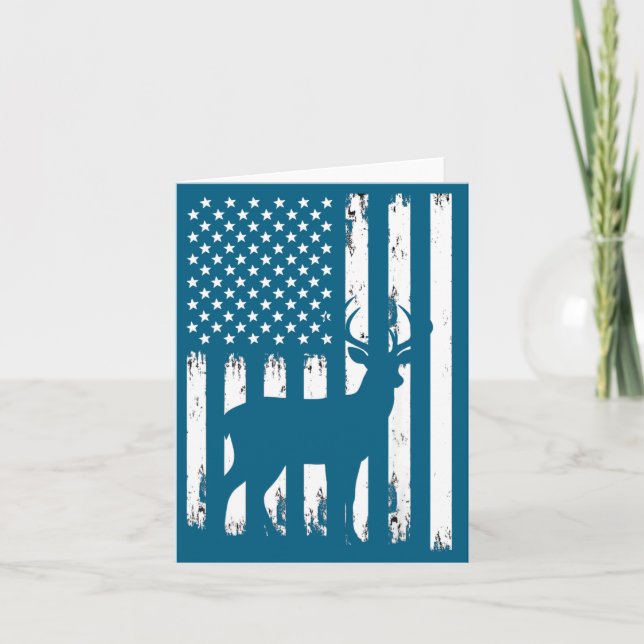 Cartão Deer Hunting Hunter Camo Usa American Flag Patriot (Frente)