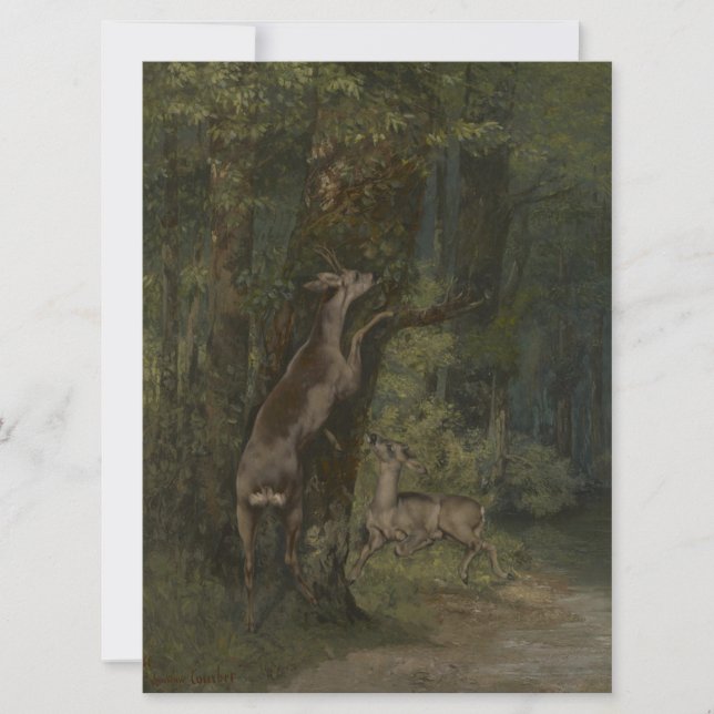 Cartão Deer in the Forest (por Gustave Courbet) (Frente)
