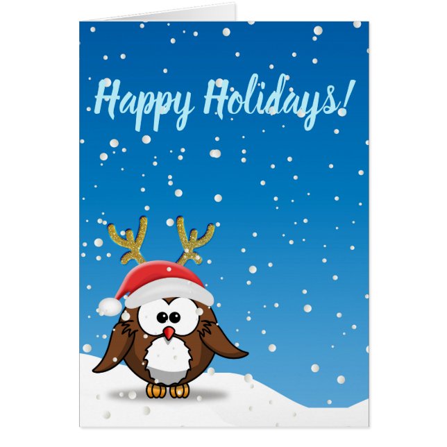 Cartão Deer Papai noel Owl (Frente)