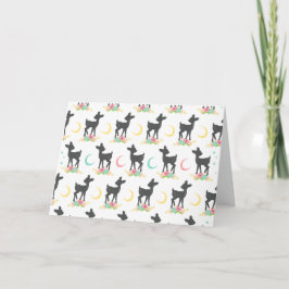 Cartão Deer Pattern, Baby Deer, Boho, Flores, Lua
