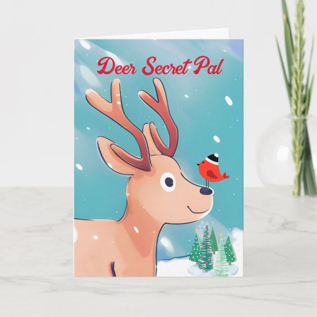 Cartão Deer Secret Pal Baby Deer na Neve (Frente)