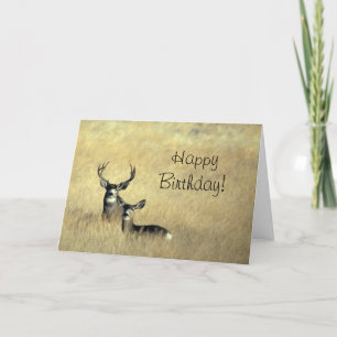 Cartão Deer with Antlers Happy Birday Day