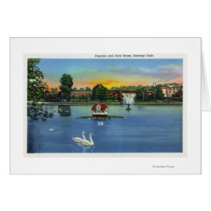 Cartão Deering Oaks Fountain e Duck House View