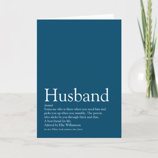 Cartão Definição Azul do Melhor Marido do Mundo (Frente)