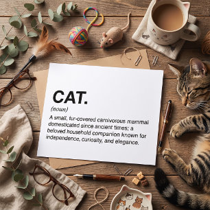 Cartão Definição de Gato Substantivo Amante de Gato Engra