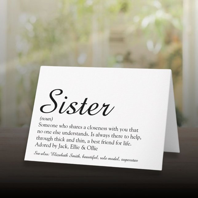 Cartão Definição de Irmã Personalizada Melhor de Todos os (Personalized Best Ever Sister Definition Script Card)