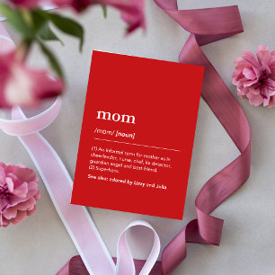 Cartão Definição de Mãe Moderno Vermelho Personalizado No