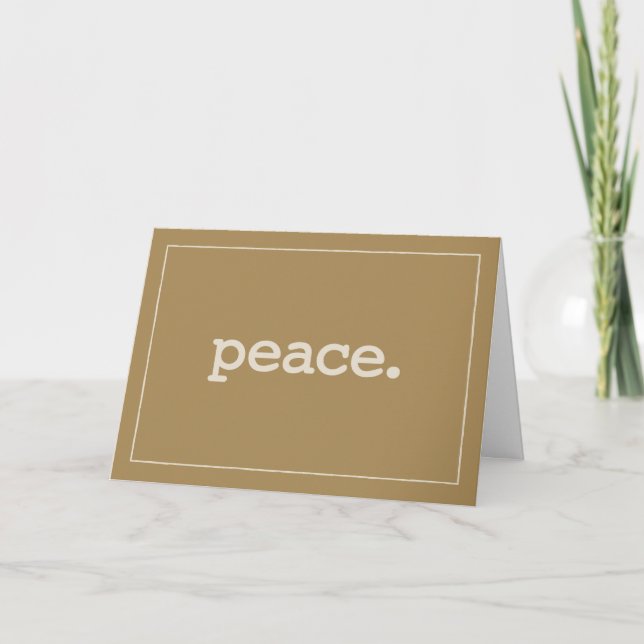 Cartão Definição de Paz Simples Marrom (Frente)
