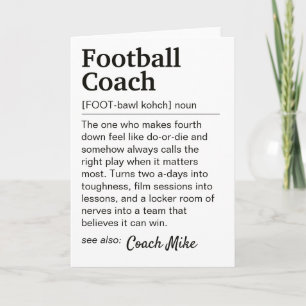 Cartão Definição de Treinador de Futebol Personalizado Ob