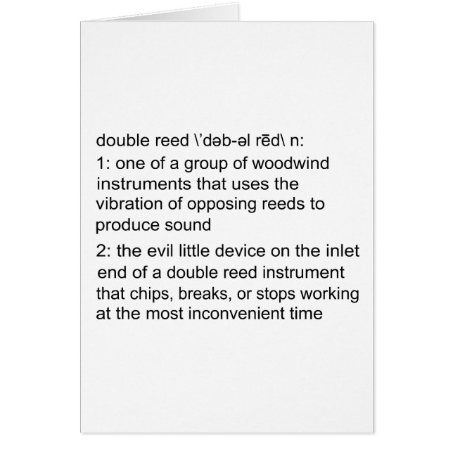 Cartão Definição do junco dobro (Frente)