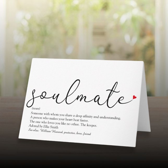 Cartão Definição do Soulmate Heart Heart (Script Love Heart Soulmate Definition Card)