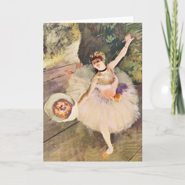 Cartão Degas Ballerina com Buquê de Flores (Frente)