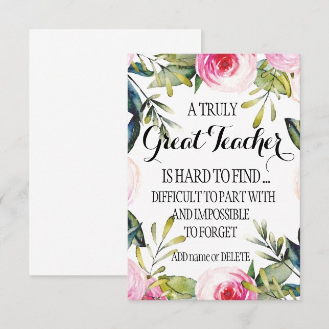 Cartão Deixando o professor se cansando de agradecer (Frente/Verso)