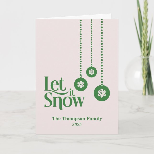 Cartão "Deixe-a nevar" Natal rosa (Frente)